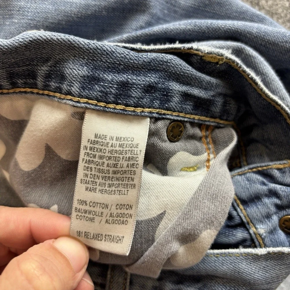 Lucky Brand 181 Jeans Mens‎ 42x32 (Fits 42X31) Relaxed Straight Y2K Blue Denim